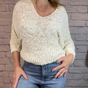 Vintage 80's Bonnie and Bill New York pearl beaded & floral applique sweater